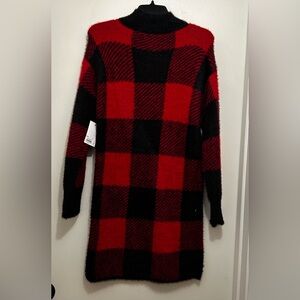 SO Red and Black Plaid Women's Sweater Dress